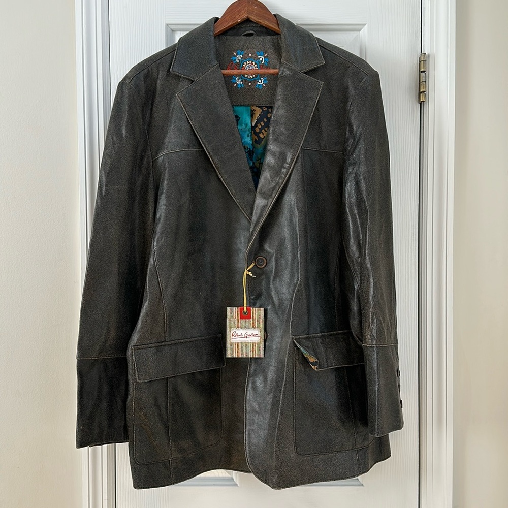 Robert Graham leather weathered blazer jacket 44/54 NEW W/TAG